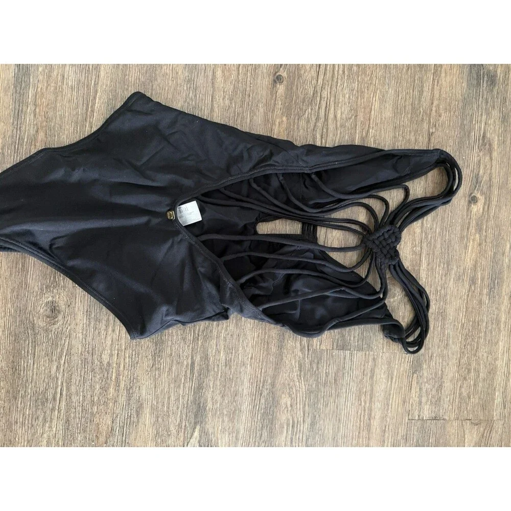 Black Strappy One-Piece Swimsuit